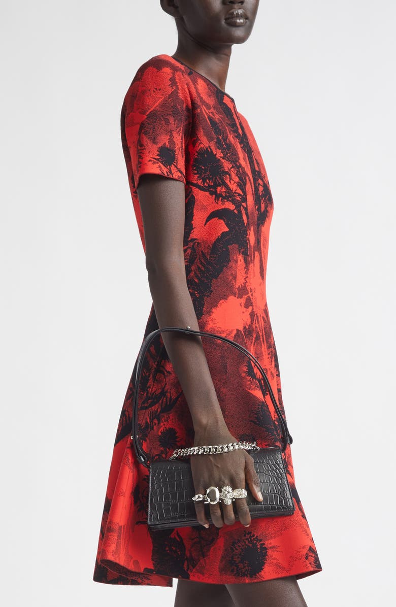 McQueen Mini Jewelled Shoulder Bag, Alternate, color, Black/ Silver