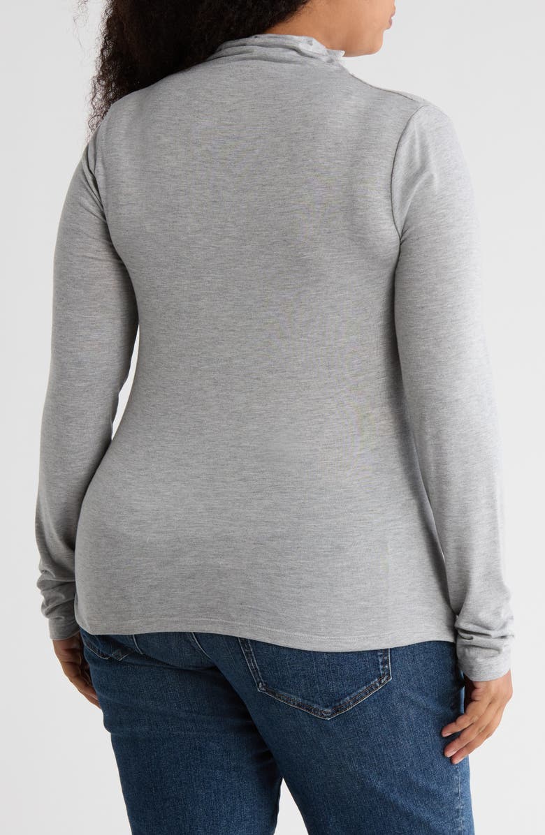 Renee C Mock Neck Ruched Knit Top, Alternate, color, Heather Grey
