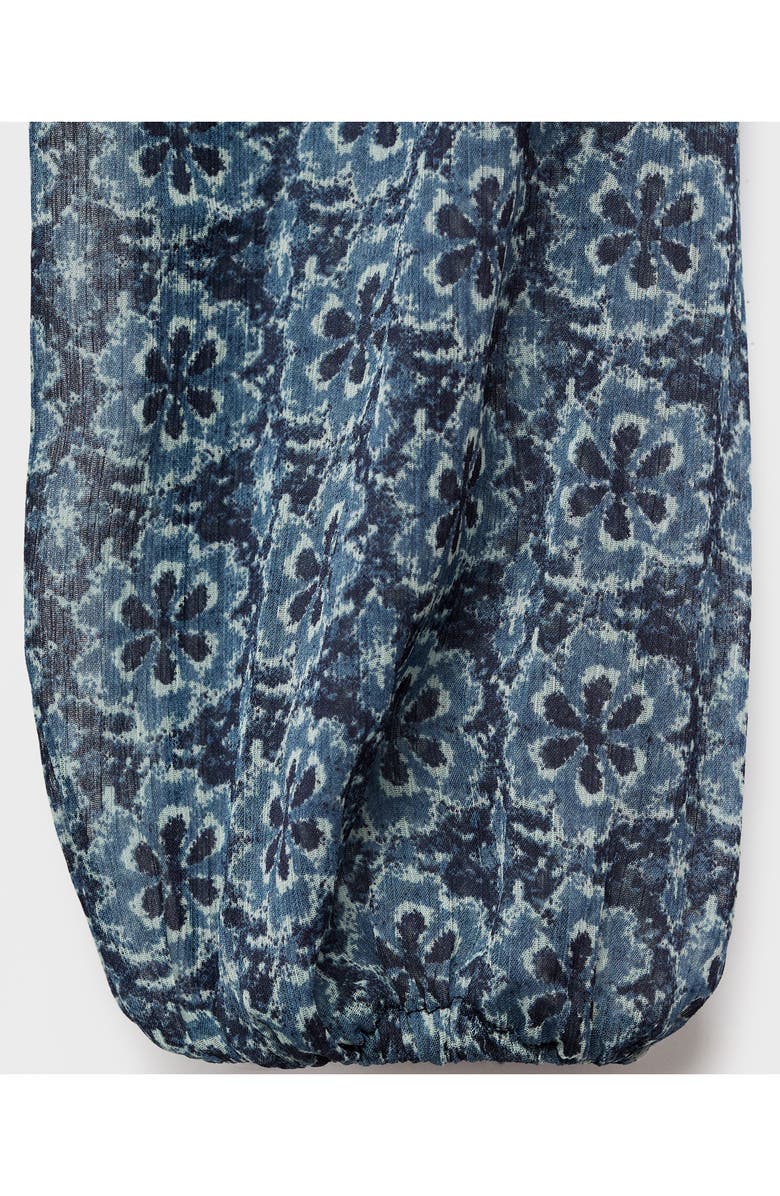 MANGO TEEN Cold Shoulder Long Sleeve Smocked Dress, Alternate, color, Petrol Blue