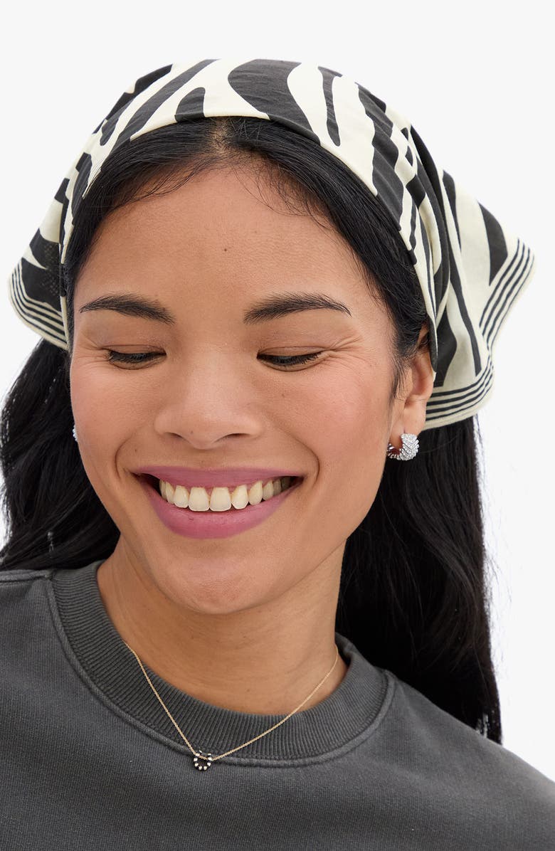 Clare V. Zebra Stripe Bandana Scarf, Main, color, Cream W Black Zebra