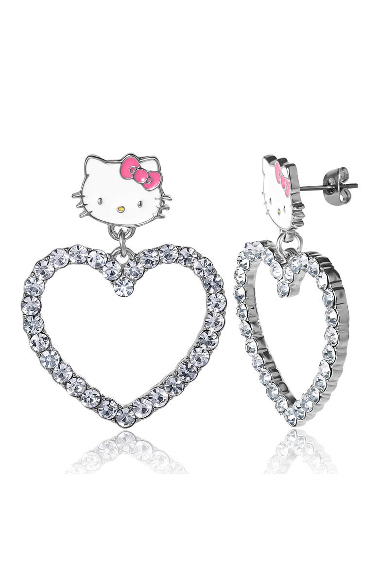 Heart Dangle Drop Earrings, Alternate, color, Silver