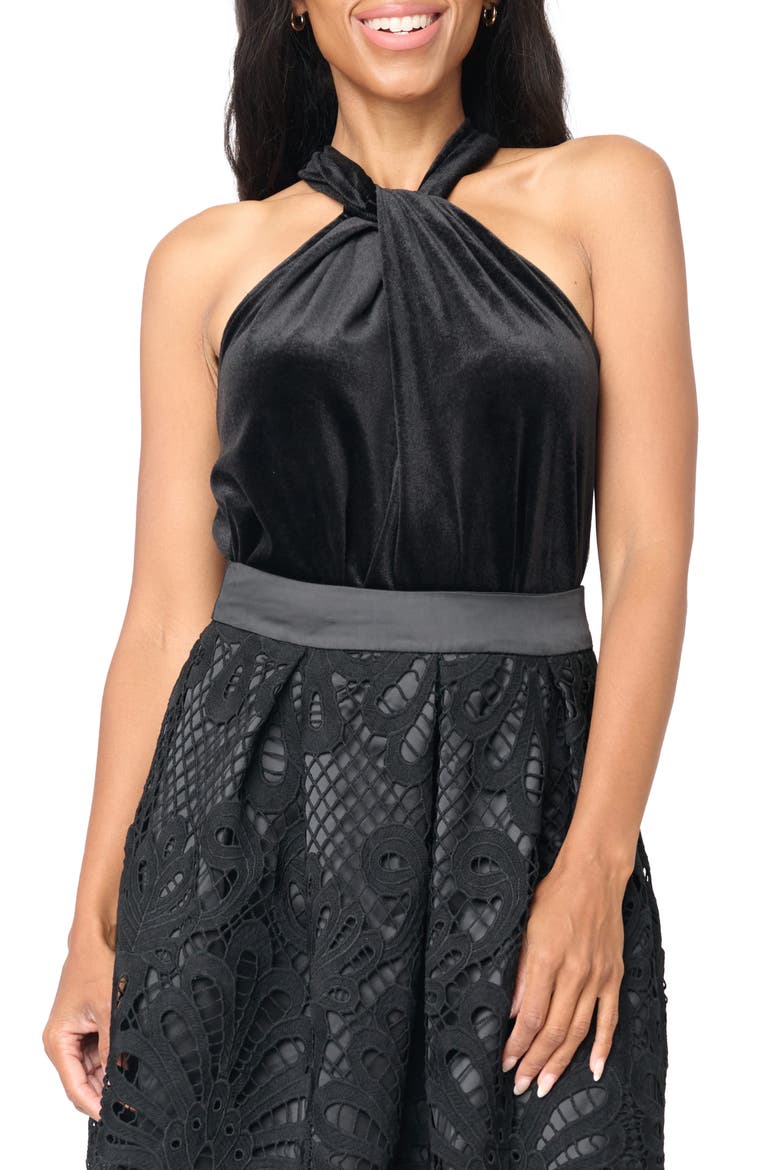 Velvet Halter Top, Main, color, BLACK