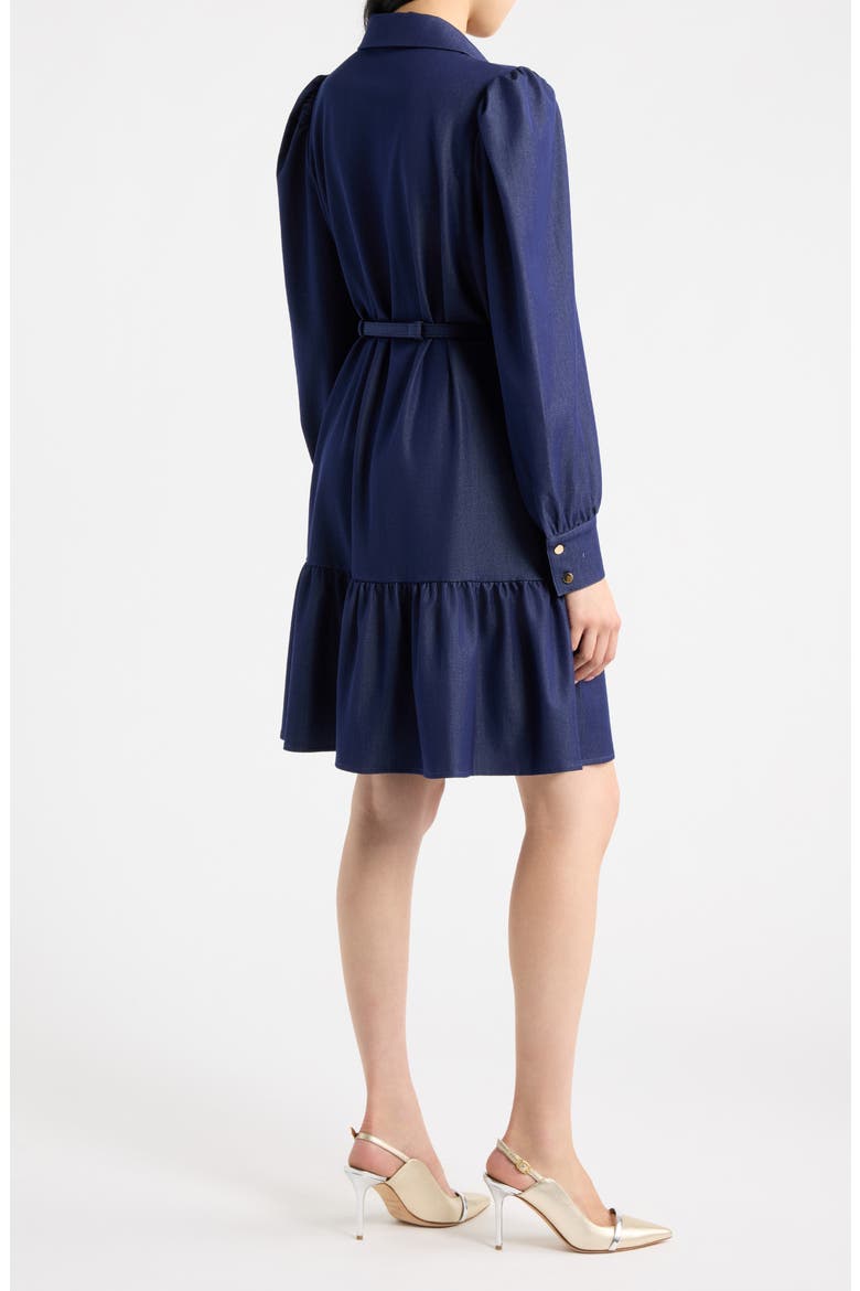 Tiered Faux Denim Shirtdress, Alternate, color, MIDNIGHT FAUX DENIM