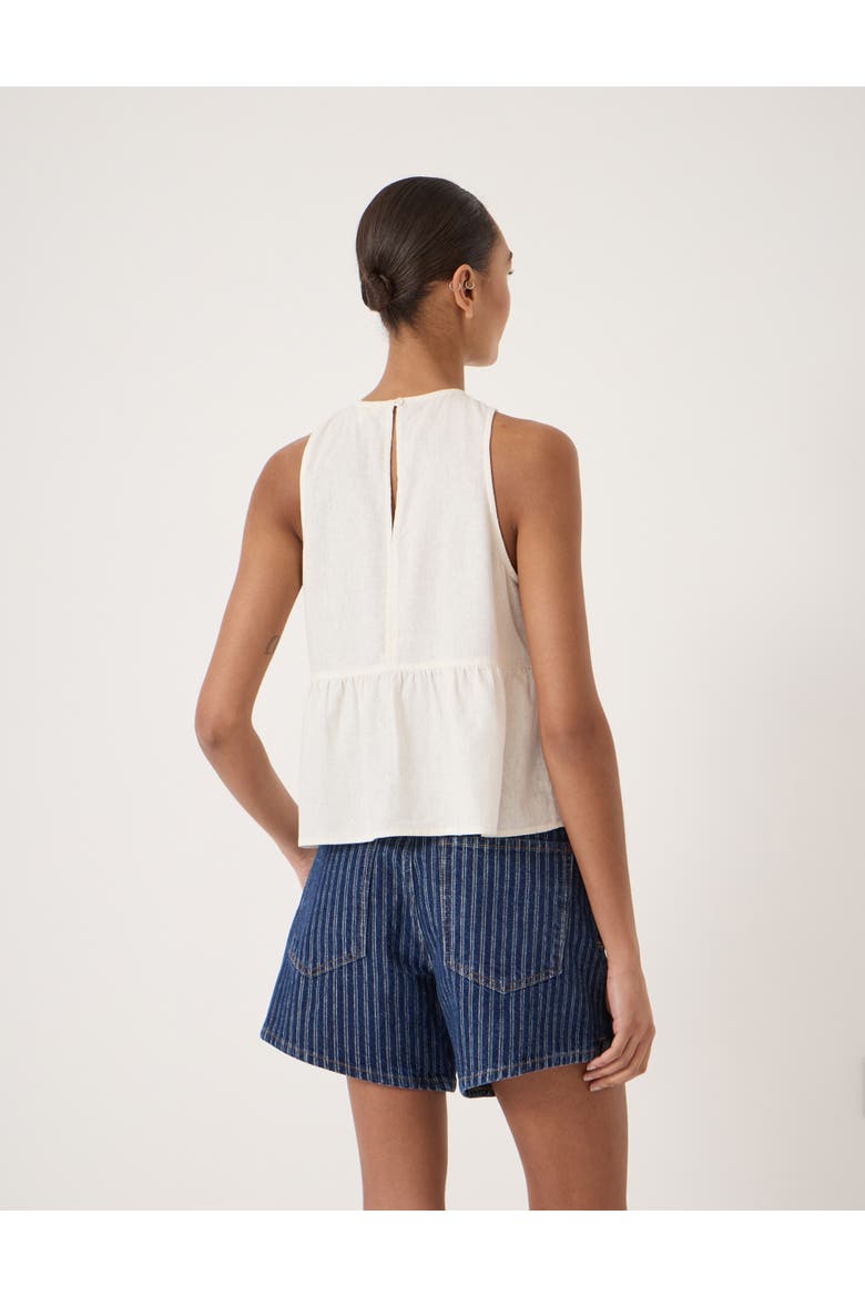 Nomie Linen Blend Peplum Top, Alternate, color, White