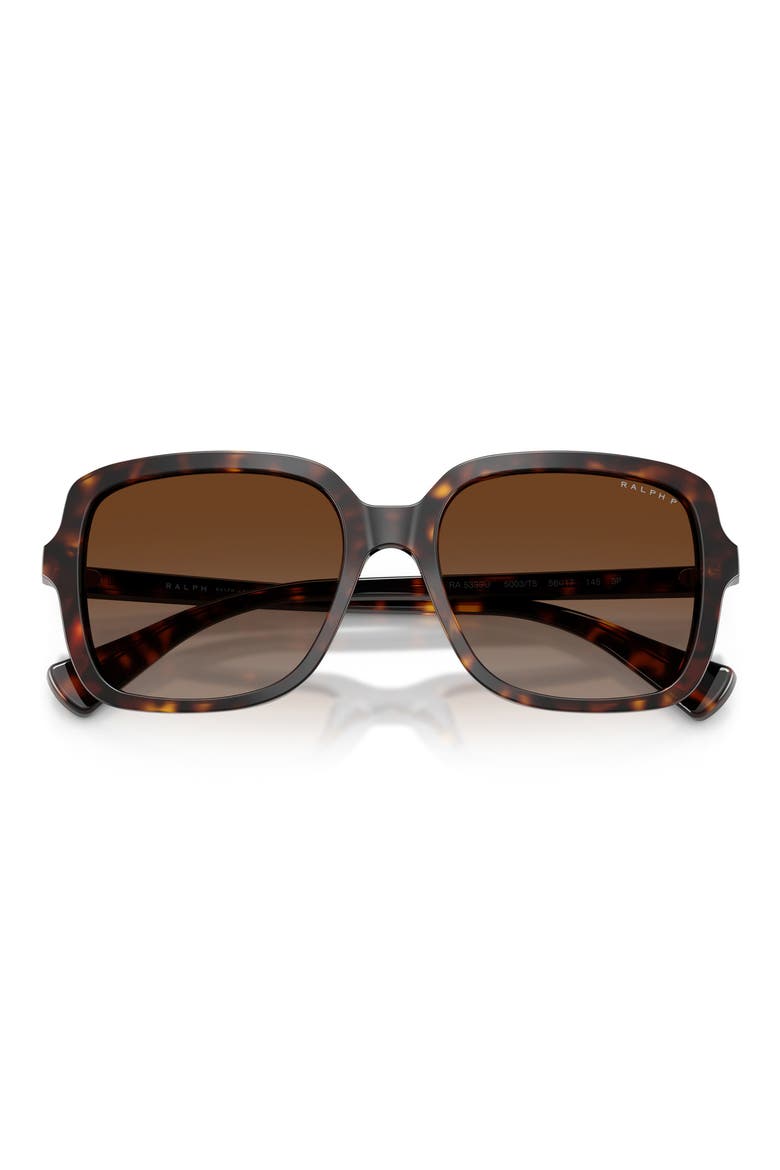 56mm Polarized Square Sunglasses, Alternate, color, SHINY DARK HAVANA / BROWN