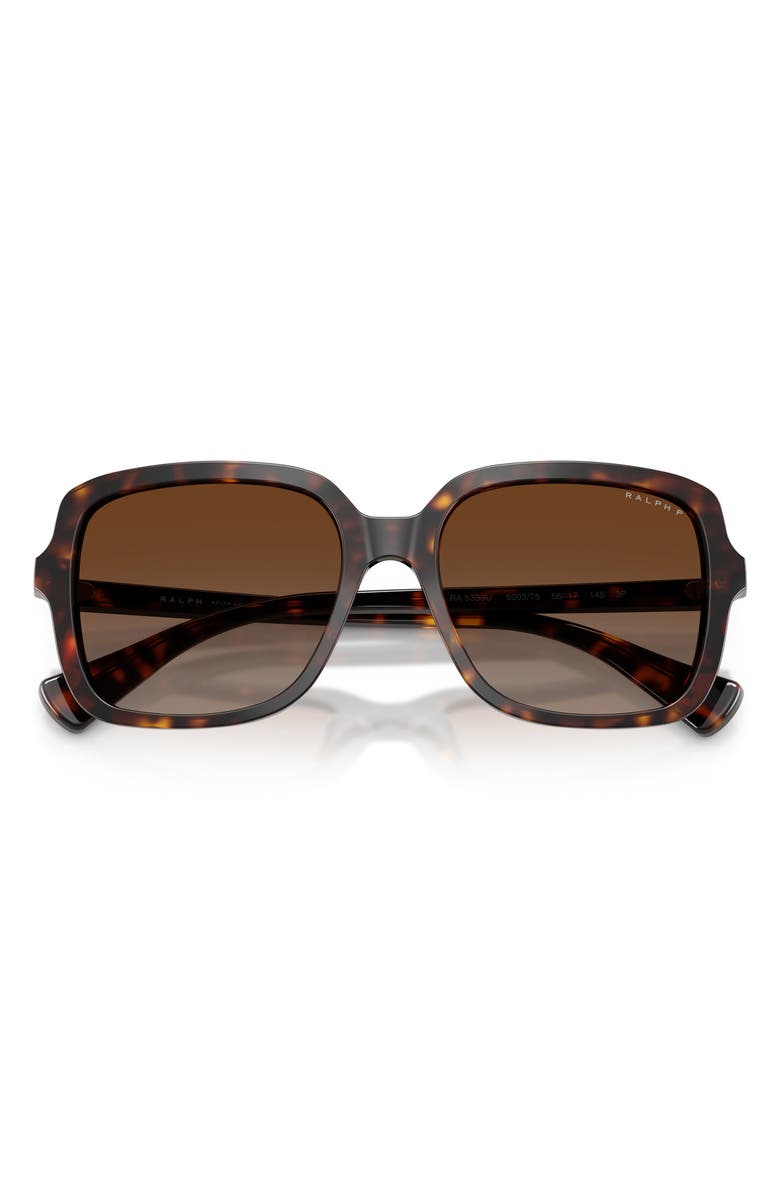 RALPH 56mm Polarized Square Sunglasses, Alternate, color, Shiny Dark Havana / Brown