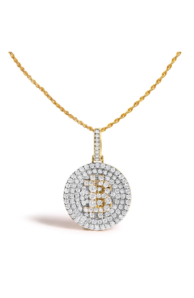 Haus of Brilliance 10K Yellow Gold 2-1/3 Cttw Diamond Bitcoin Letter B Pendant Necklace, Main, color, Yellow Gold