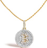 Haus of Brilliance 10K Yellow Gold 2-1/3 Cttw Diamond Bitcoin Letter B Pendant Necklace