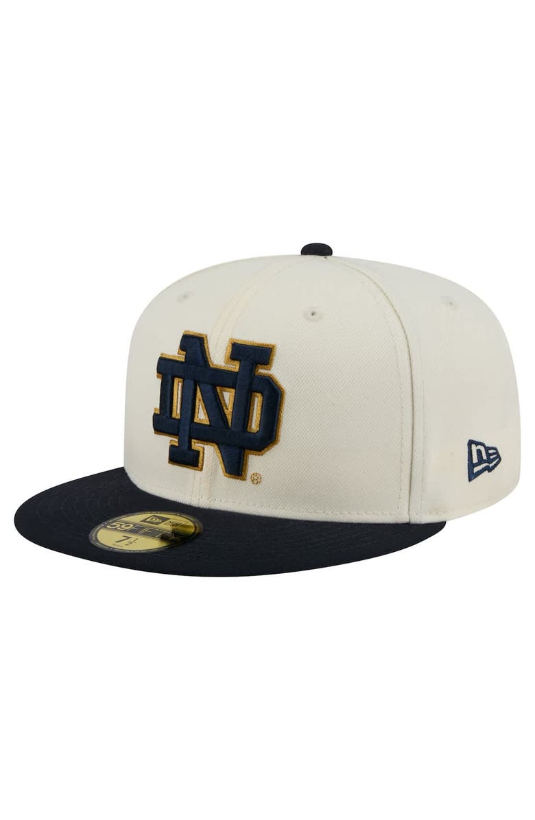 New Era Men's New Era Cream Notre Dame Fighting Irish Chrome 59FIFTY Fitted Hat, Alternate, color, 