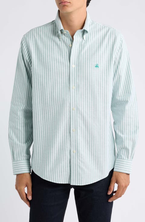 Regular Fit Bengal Stripe Cotton Blend Button-Down Shirt