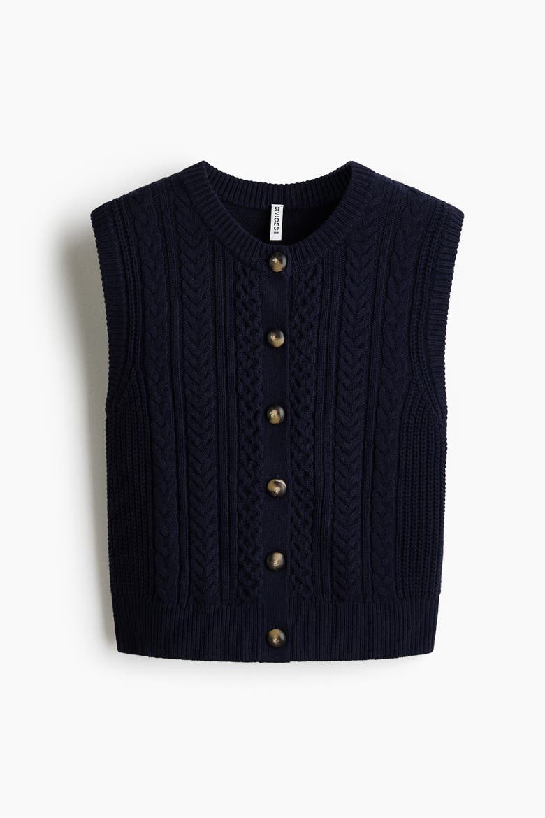 Cable-knit Sweater Vest, Alternate, color, Navy blue