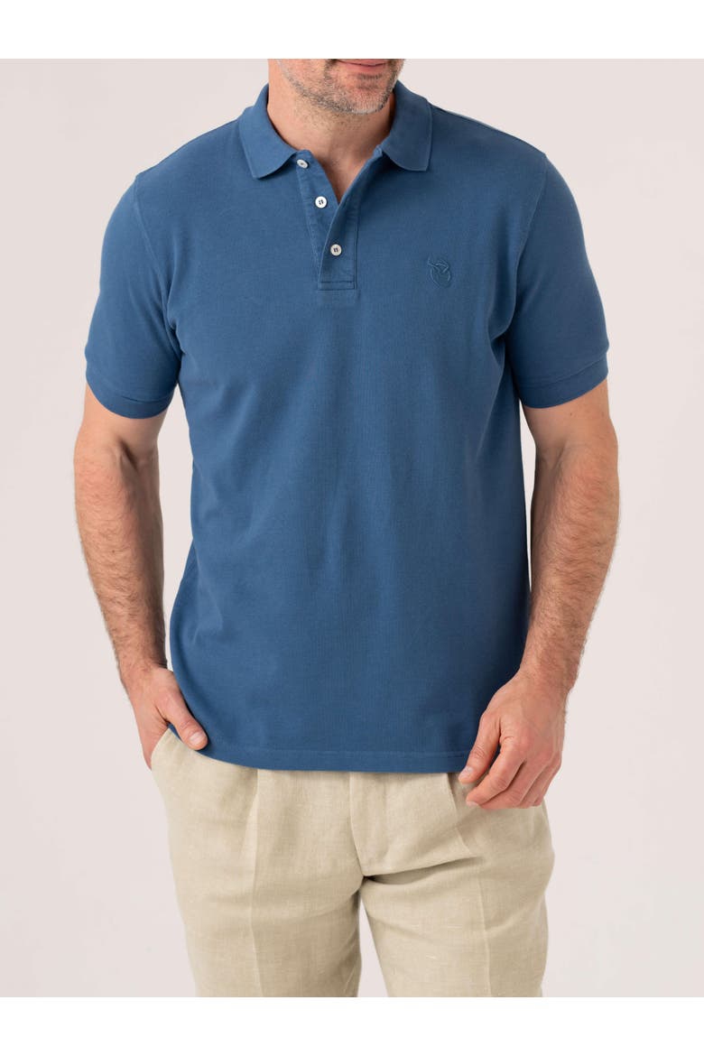Piqué Cotton Short Sleeve Polo Shirt, Main, color, Dark Blue