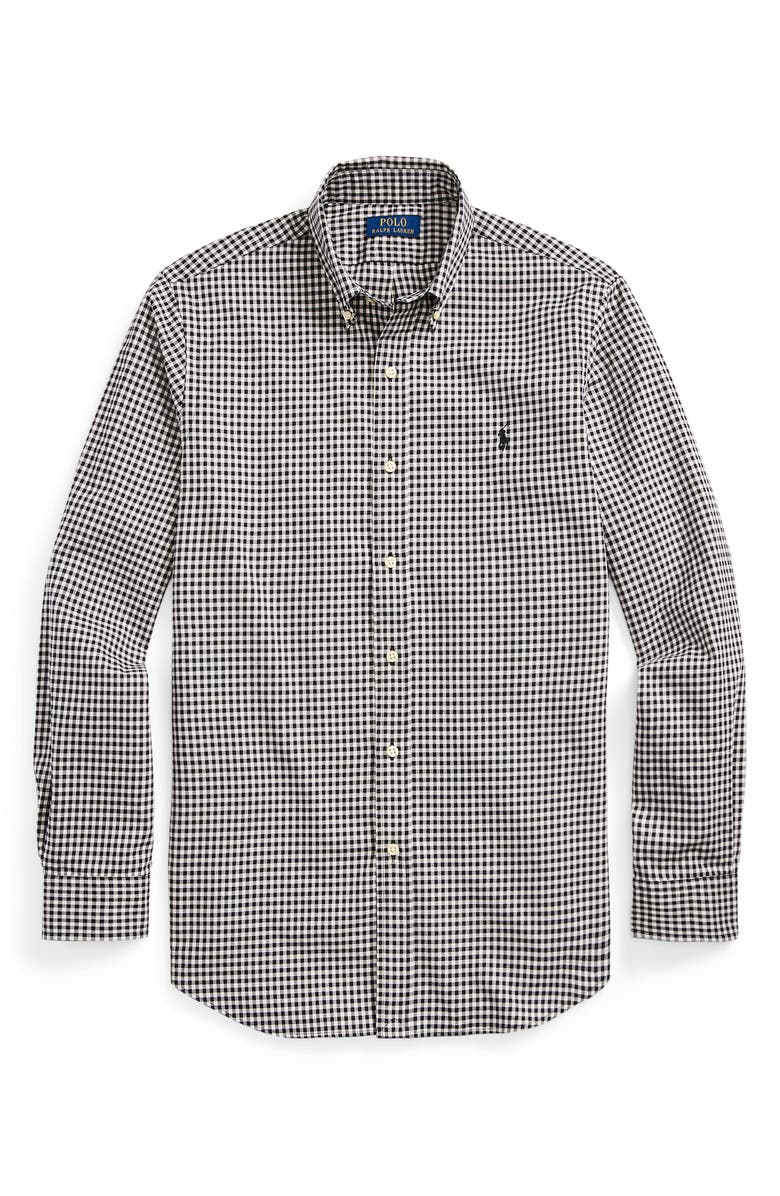 Polo Ralph Lauren Classic Fit Gingham Sanded Twill Button-Down Shirt, Alternate, color, 4192B Nero/Blanc