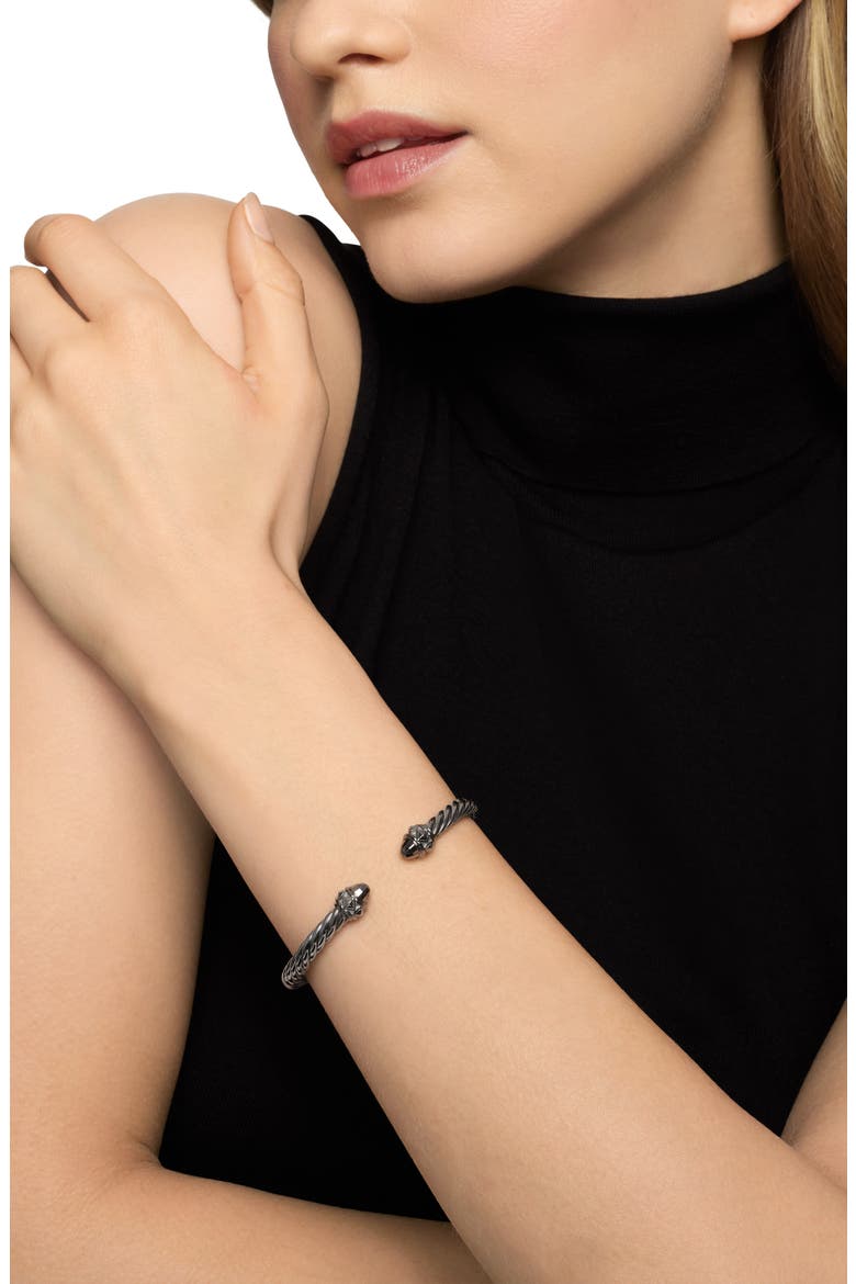 Renaissance® Classic Cable Bracelet, 5mm, Alternate, color, STERLING SILV W/ BLACK RHODIUM