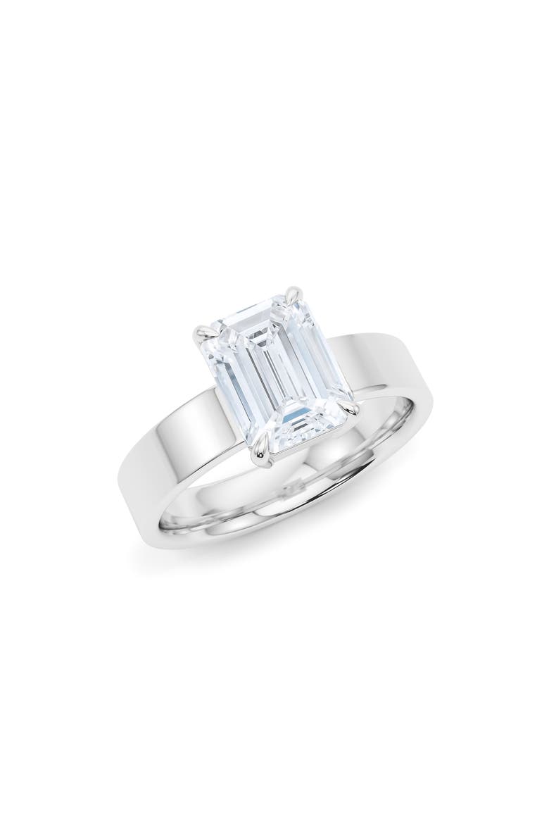 Emerald Cut Cigar Lab Created Diamond Ring, Main, color, 4.00CTW 18K WHITE GOLD