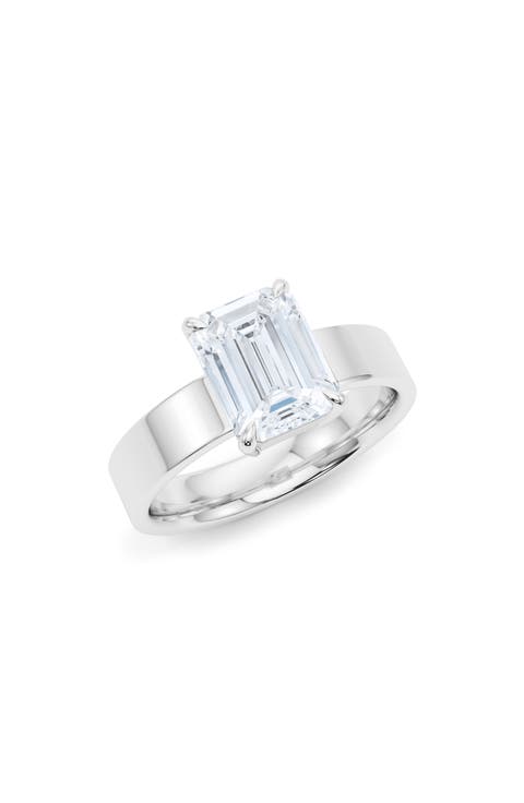 Emerald Cut Cigar Lab Created Diamond Ring