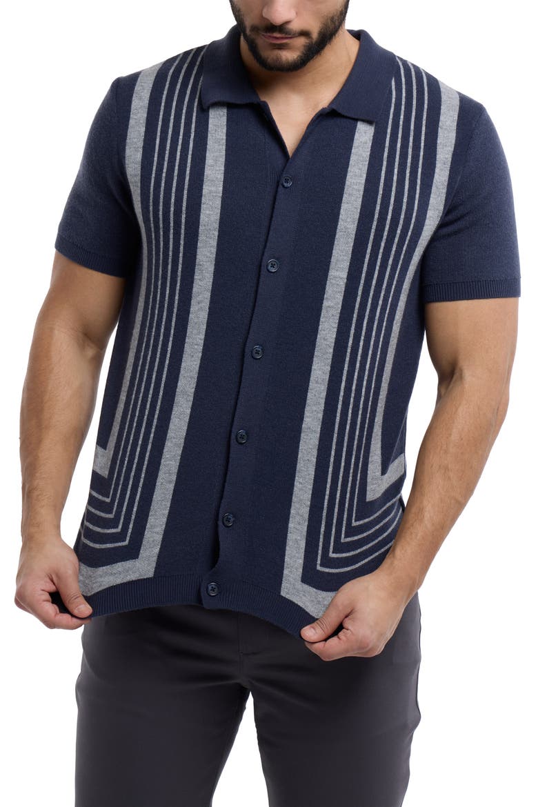 Stripe Polo Sweater, Alternate, color, NAVY