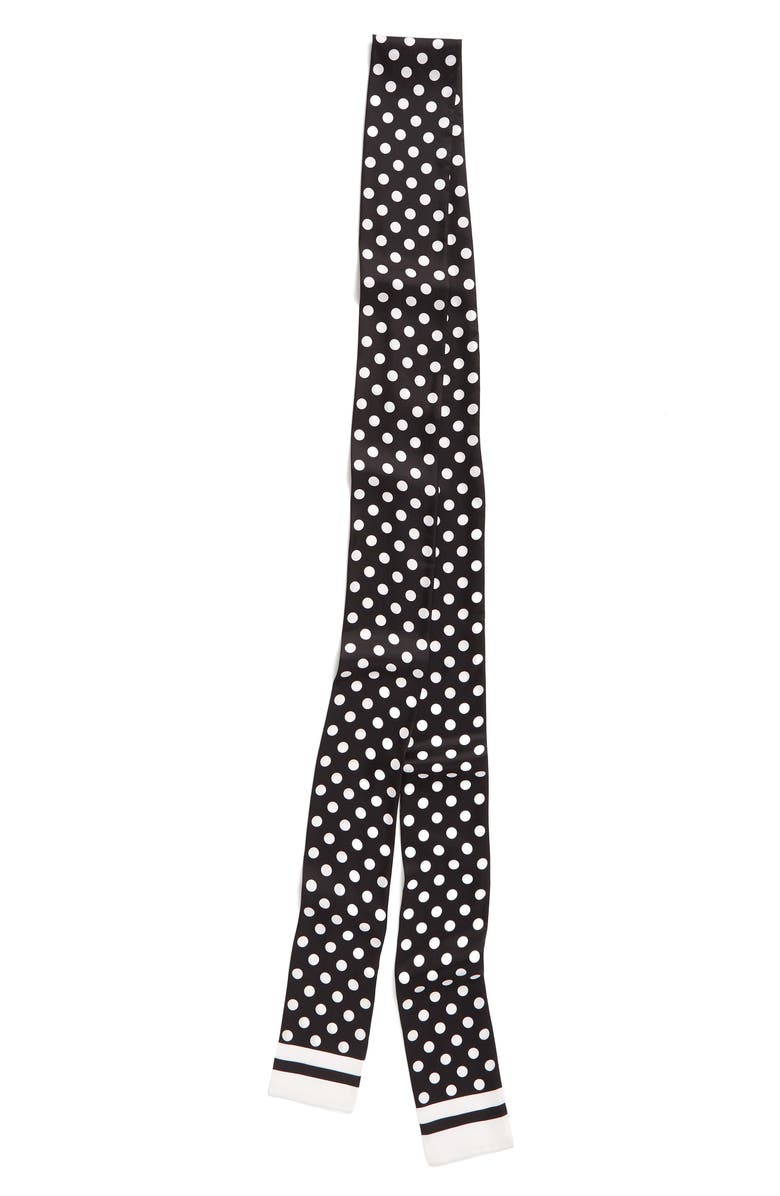 Kate Spade New York polka dot skinny silk scarf, Alternate, color,