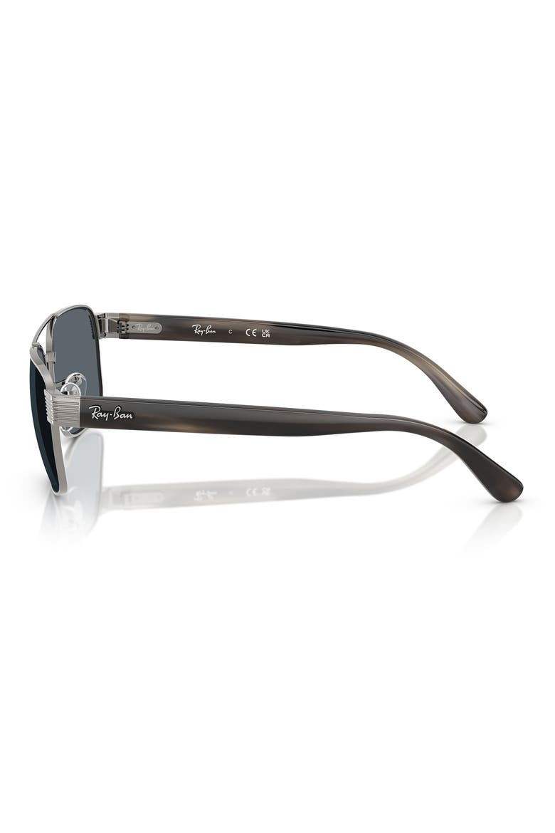 61mm Square Sunglasses, Alternate, color, GUNMETAL / BLUE