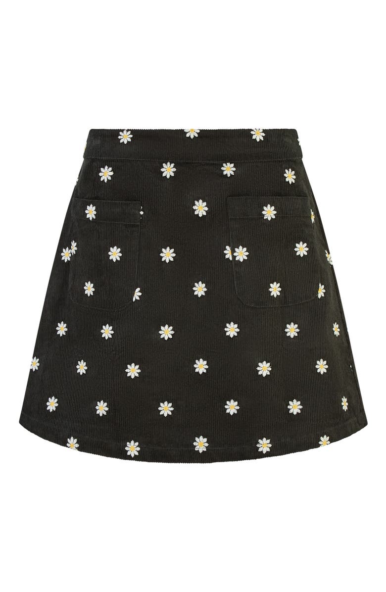Yumi Corduroy Daisy Mini Skirt, Alternate, color, Black