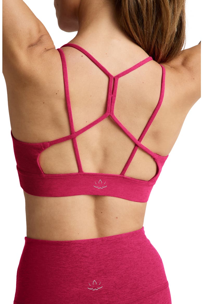 Spacedye Back to It Strappy Sports Bra, Alternate, color, BERRY RED HEATHER