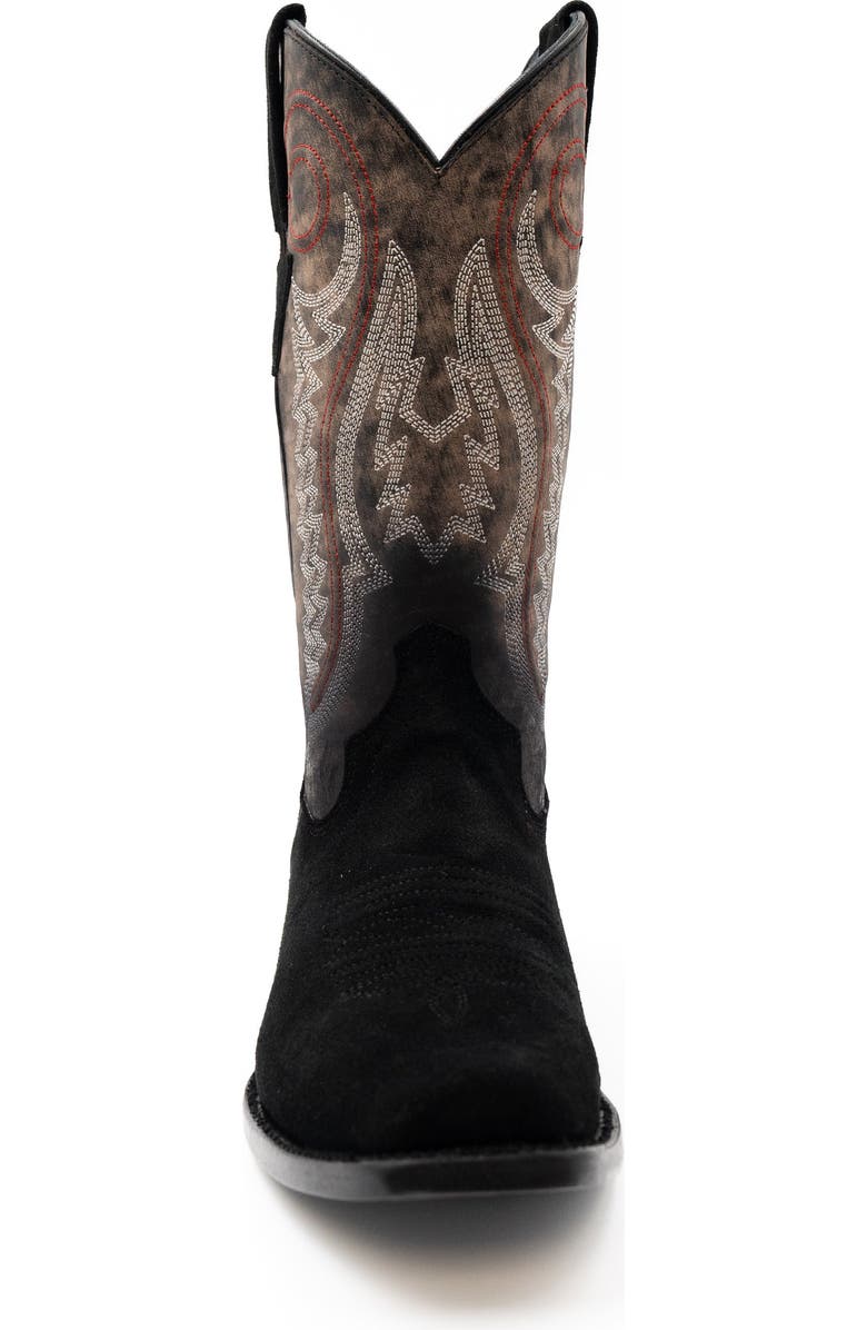Ferrini Men's Suede Roughrider Western Boot, Alternate, color, Black