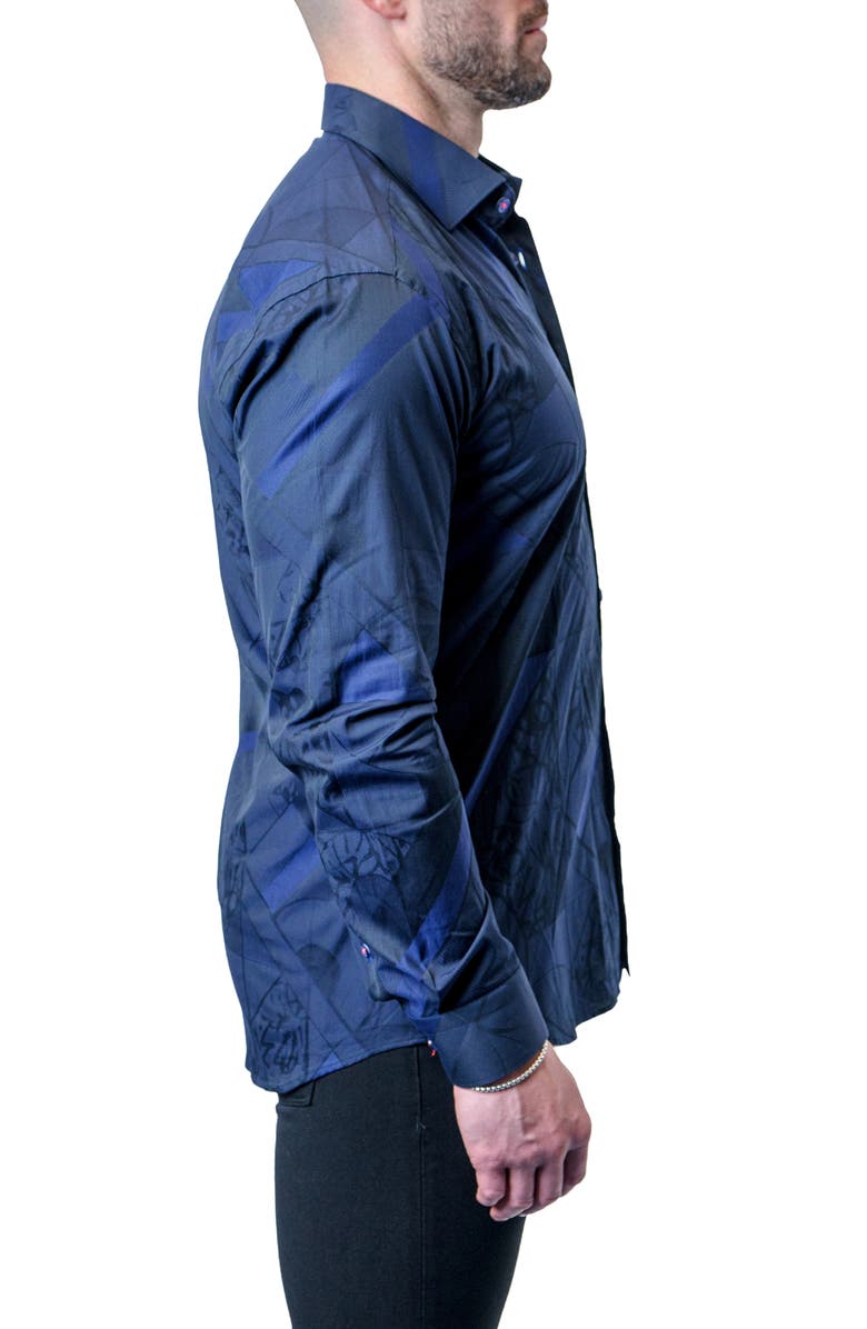 Maceoo Fibonacci Dark Blue Contemporary Fit Button-Up Shirt, Alternate, color, Blue