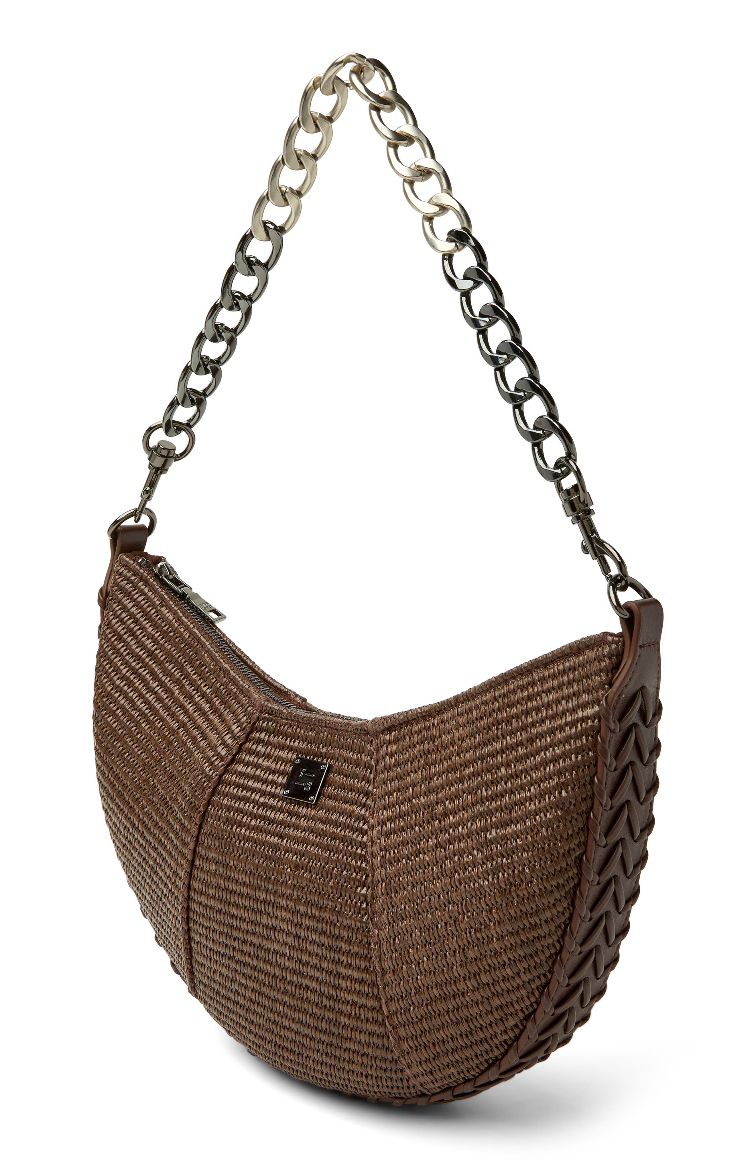THINK ROYLN Flirt Raffia Shoulder Bag, Alternate, color, Espresso Raffia And Luxe