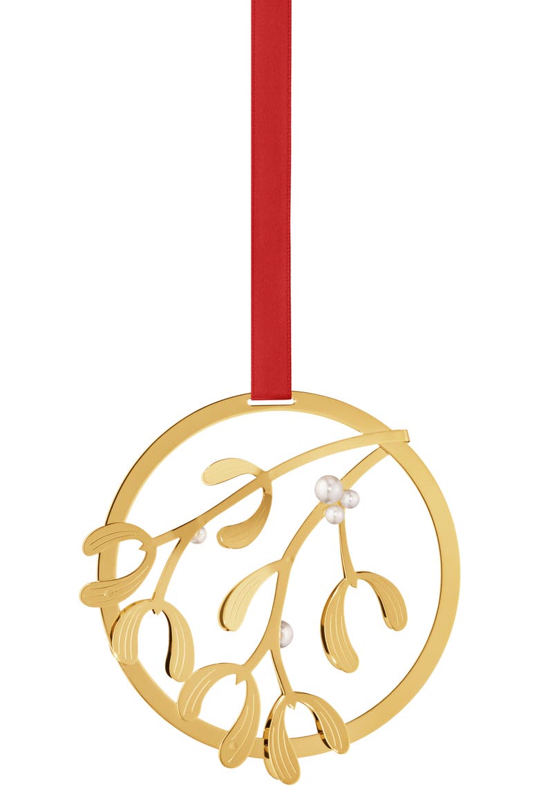 Christmas Mistletoe Ornament, Main, color, GOLD