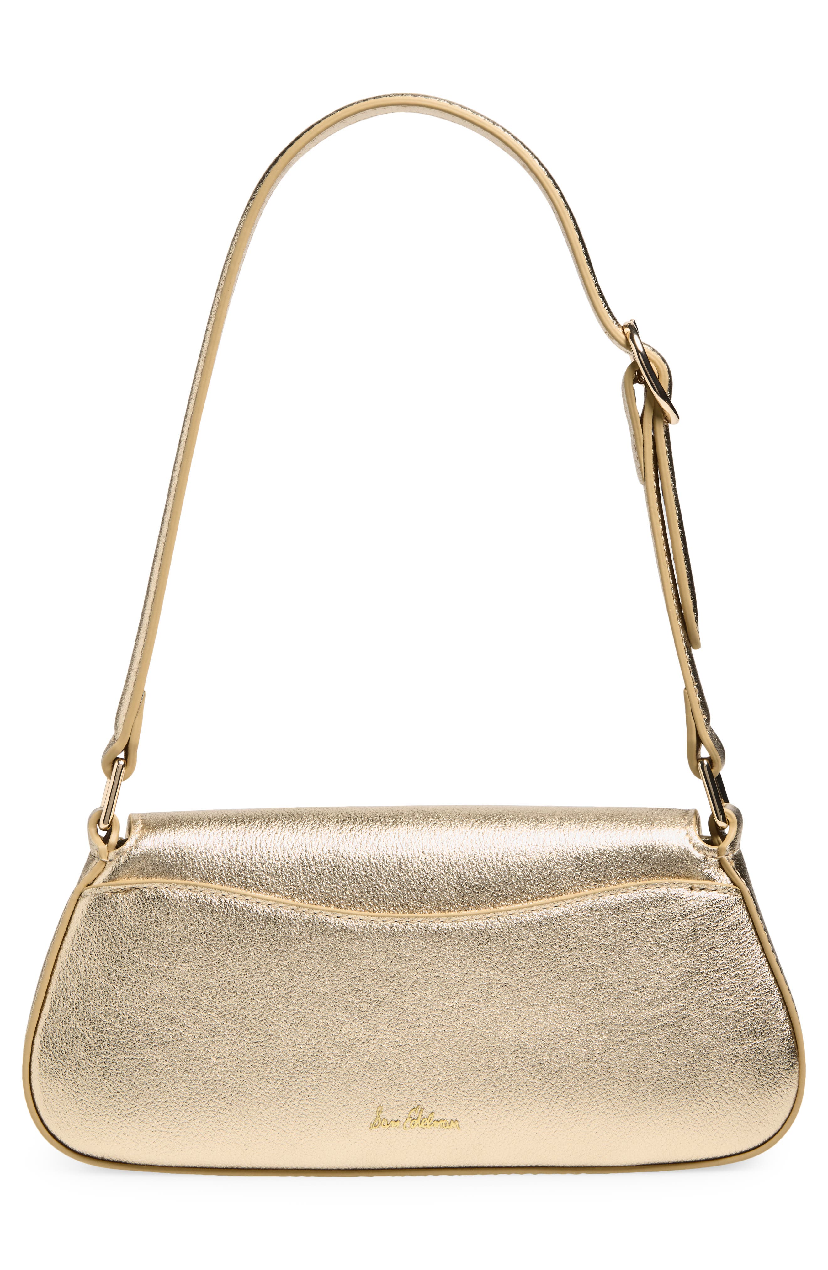 Sam Edelman Loraine Metallic Leather Shoulder Bag, Alternate, color, Gold