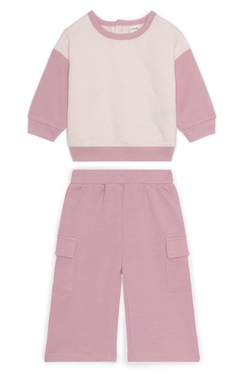 PL Baby by Petit Lem Quilted Fleece Sweatshirt & Sweatpants Set, Main, color,
