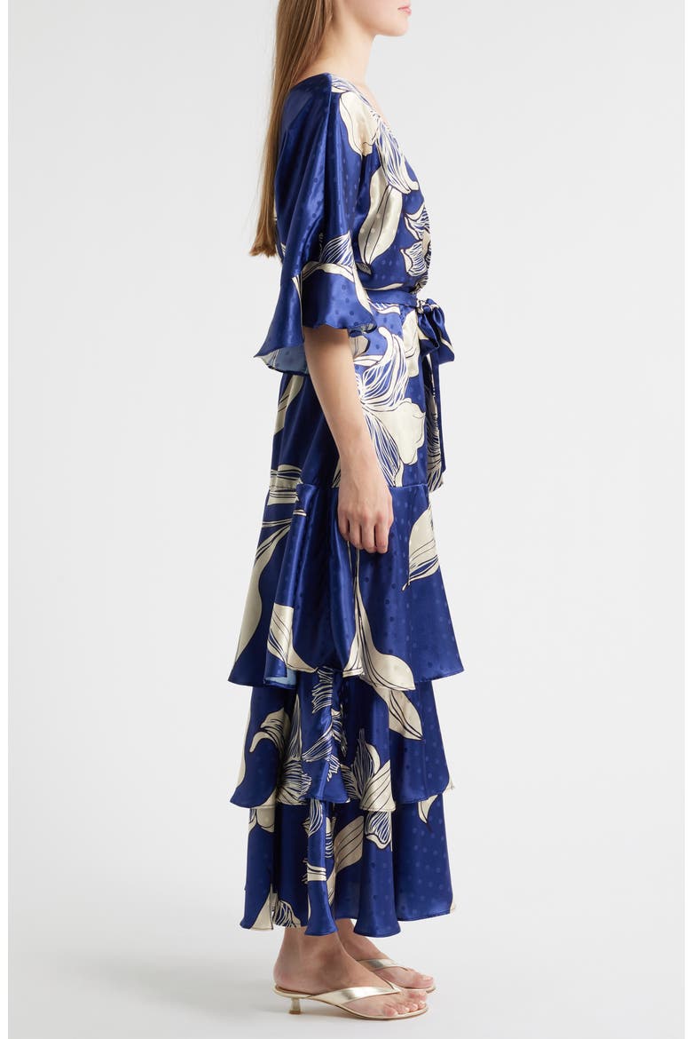 floral jacquard tiered maxi dress Wine Red Floral Jacquard Tiered Maxi Dress | Womens | XX-Small | 100% Polyester | Lulus | Holiday Dresses