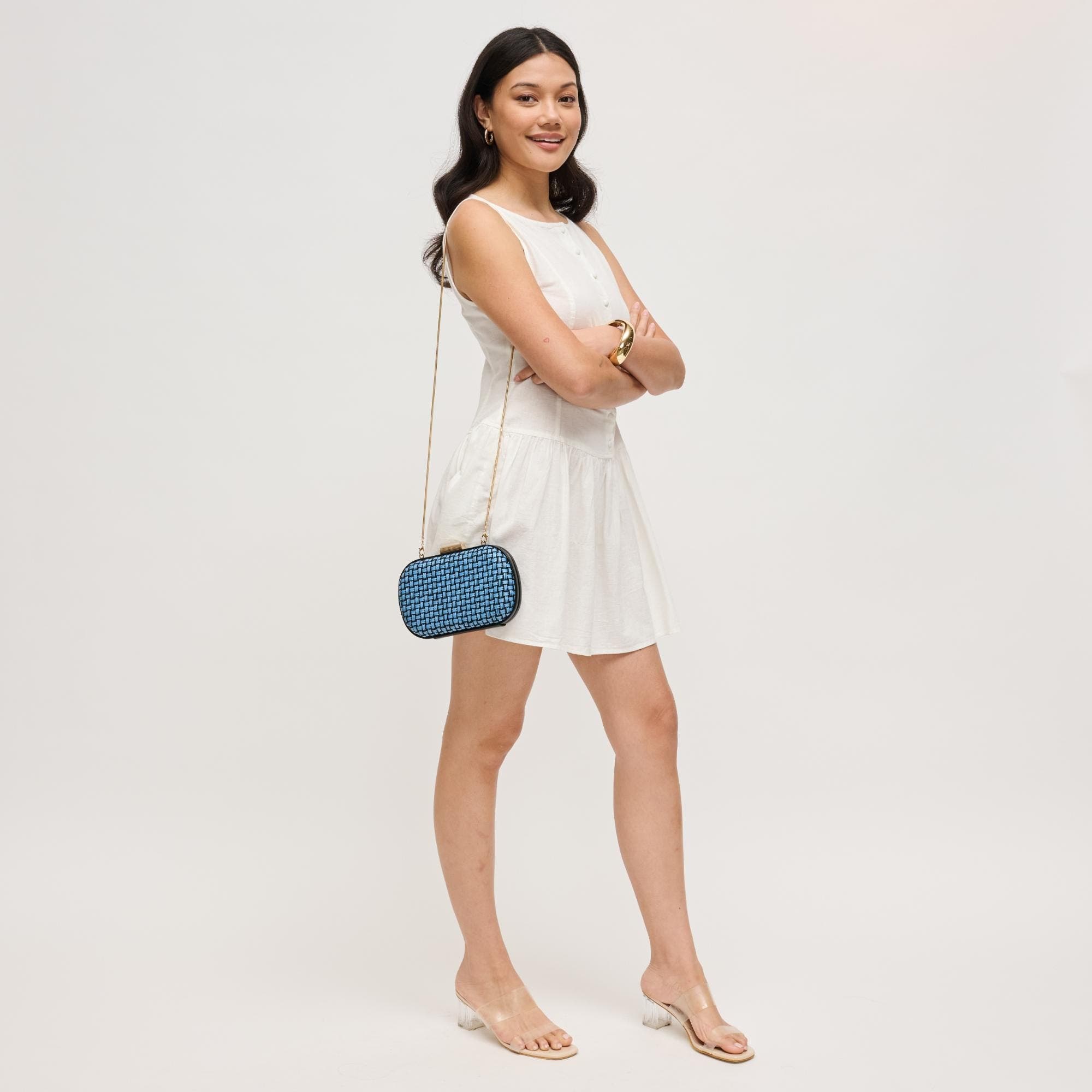 URBAN EXPRESSIONS HANDBAGS Cove Evening Bag, Alternate, color, Blue Black