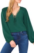 CeCe Circle Trim Pintuck Top