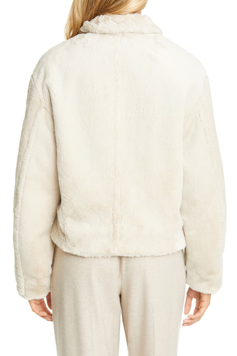 Zip Front Plush Faux Fur Jacket, Alternate, color, CREME