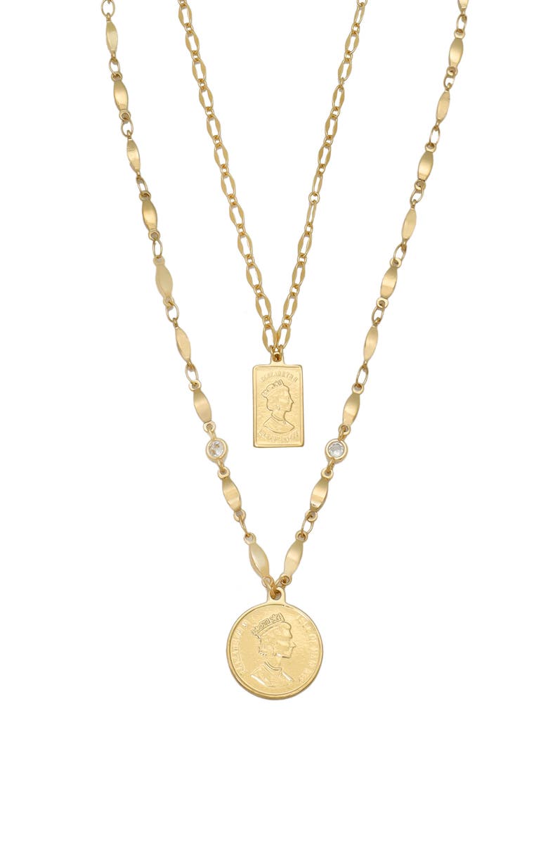 Ettika Set of 2 Pendant Necklaces, Alternate, color, Gold