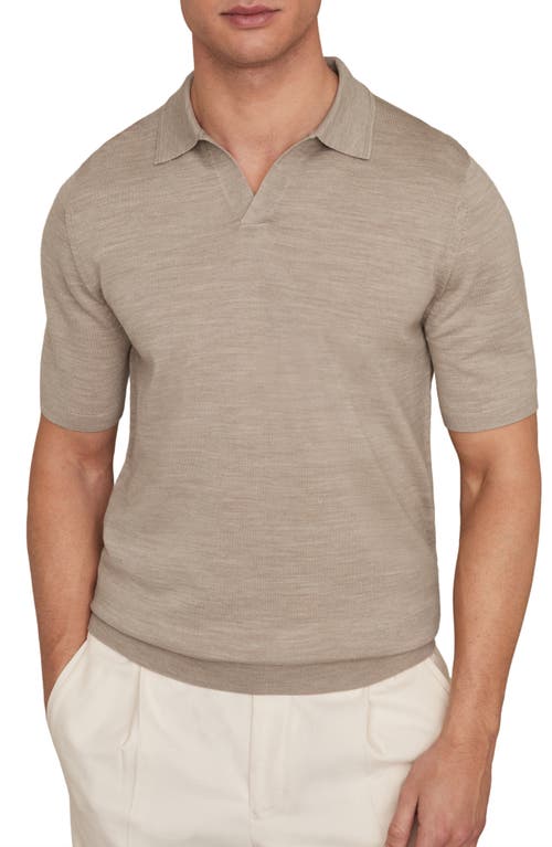 Reiss Duchie Short Sleeve Merino Wool Polo Sweater In Brown
