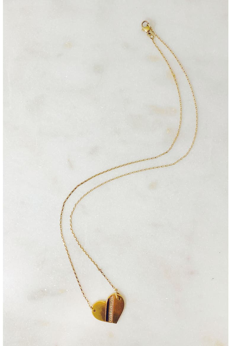 Heart Stripe Pendant Necklace, Alternate, color, Gold