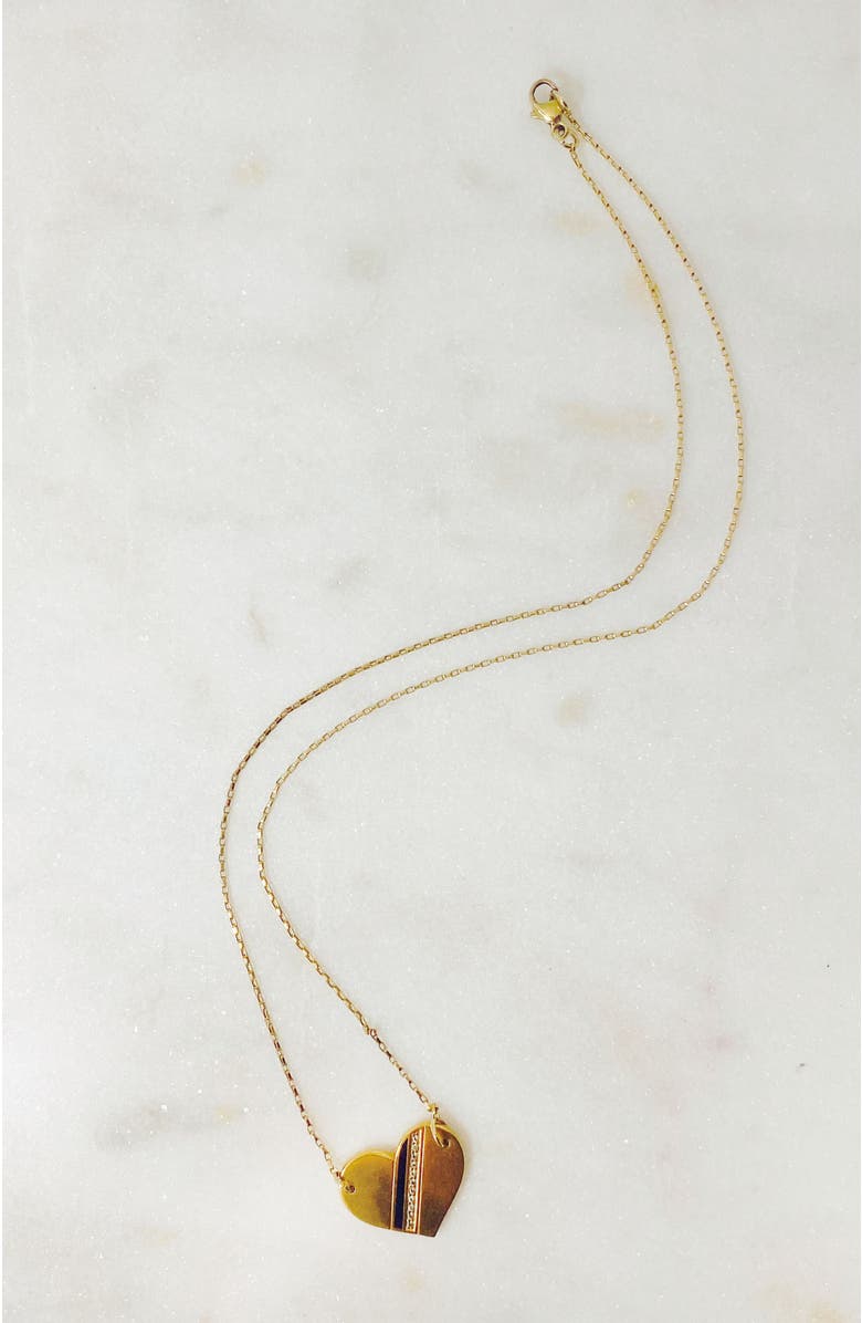 Gwen Beloti Heart Stripe Pendant Necklace, Alternate, color, Gold