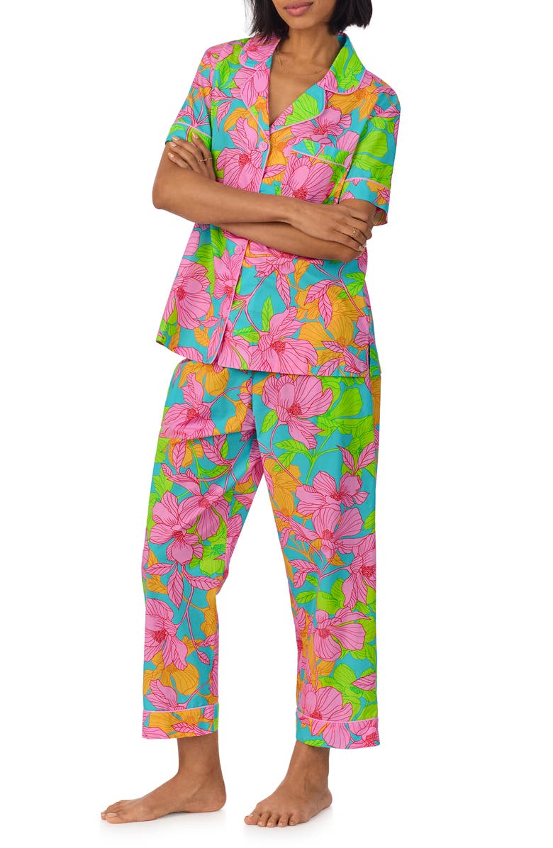 BedHead Pajamas x Trina Turk Print Crop Organic Cotton Pajamas, Alternate, color, 