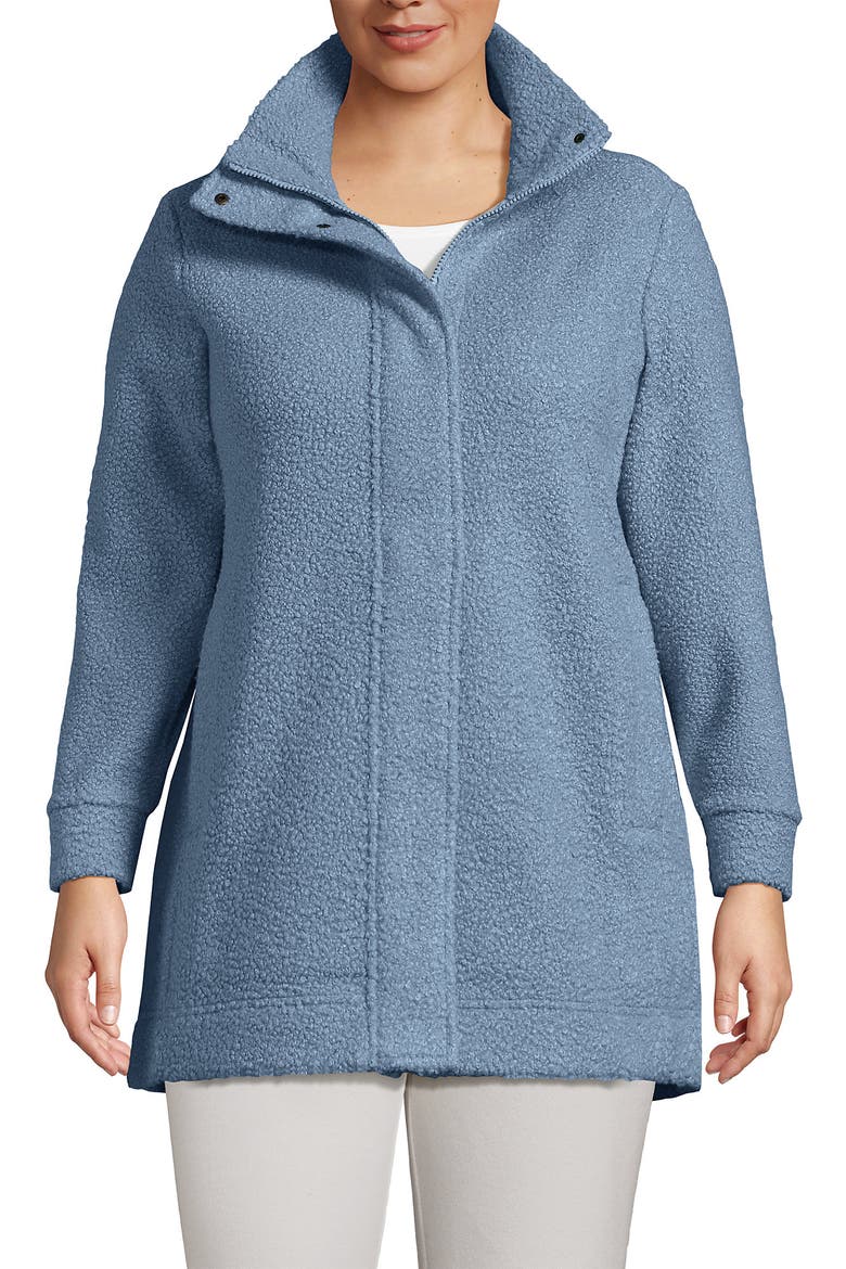 Boucle Fleece Coat, Main, color, Pale Slate Blue