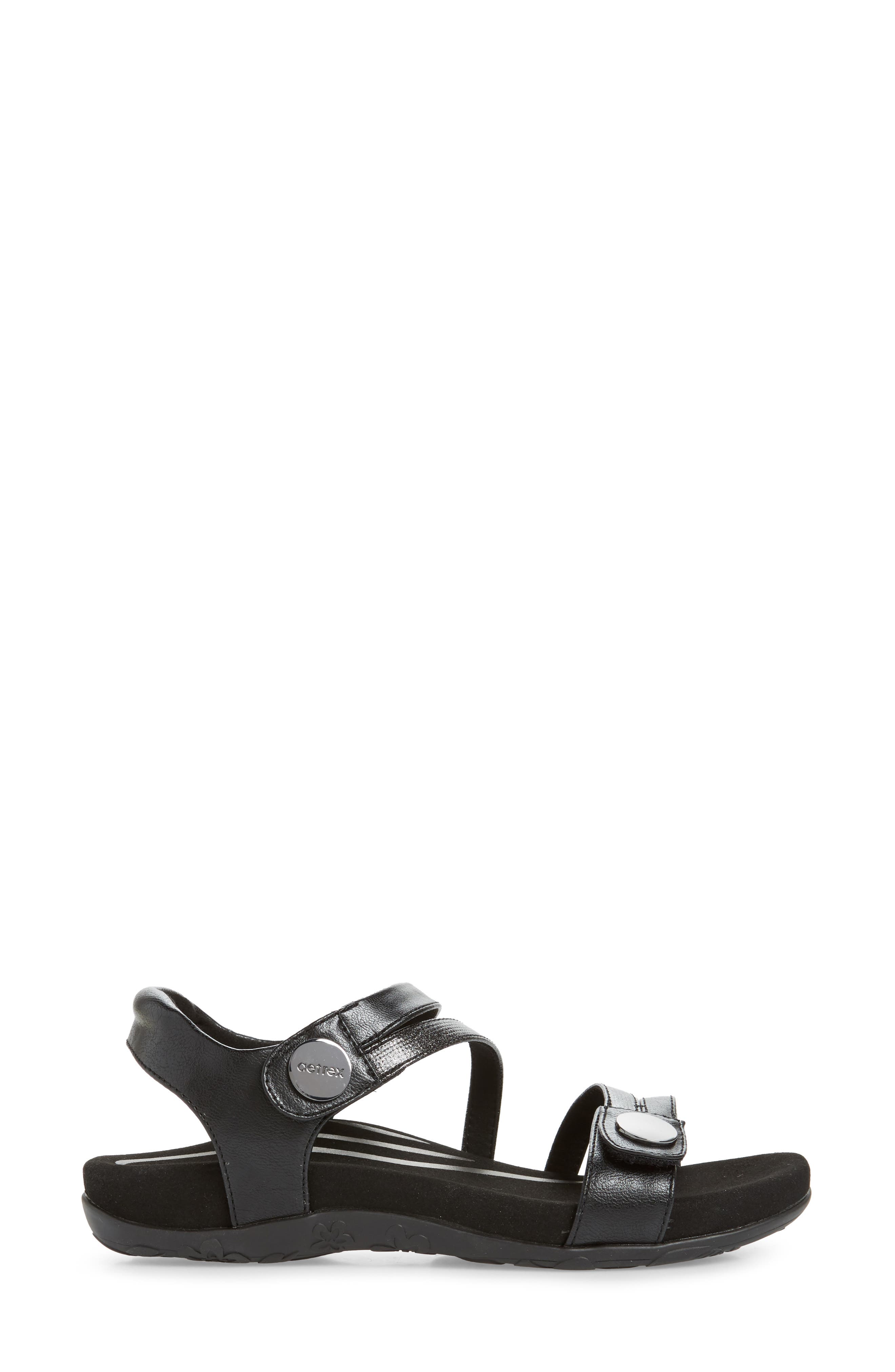 Jess Sandal, Alternate, color, BLACK FAUX LEATHER