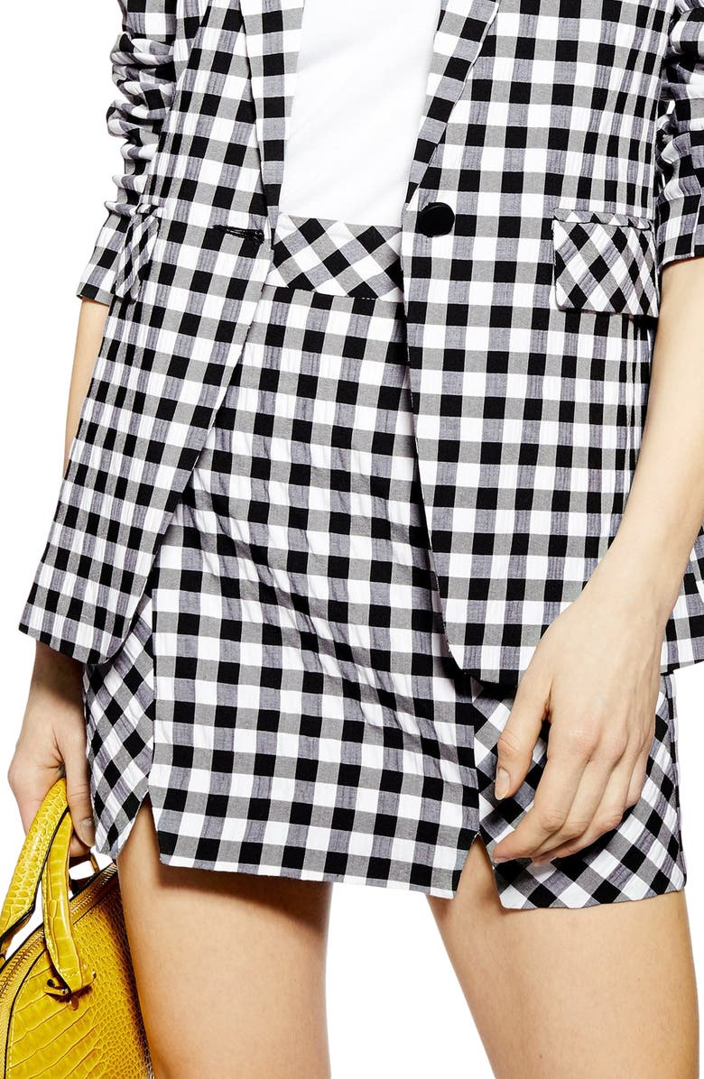 Topshop Gingham Miniskirt, Alternate, color, 
