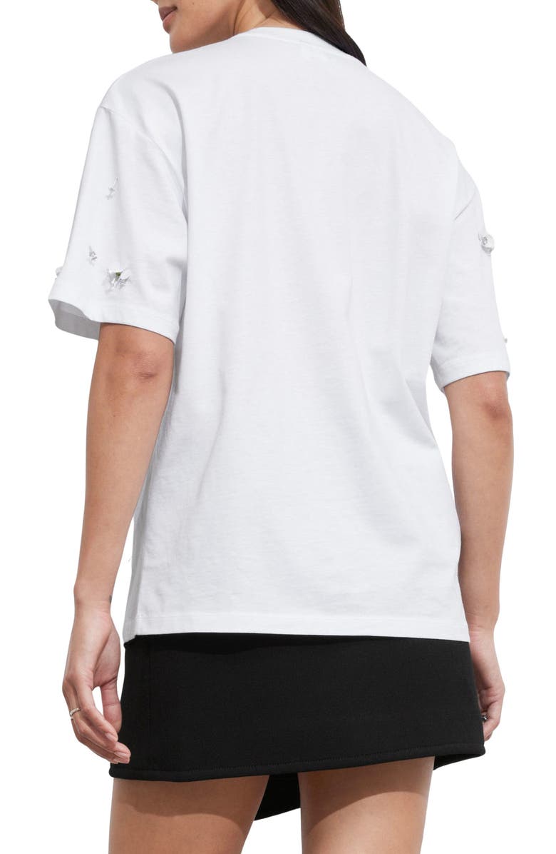 & Other Stories Flower Appliqué Oversize T-Shirt, Alternate, color, White Light