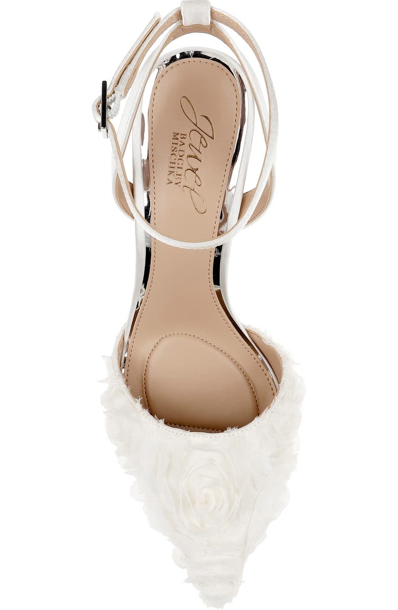 Jewel Badgley Mischka Shannon Pointed Toe Ankle Strap Pump, Alternate, color, Ivory/ Ivory