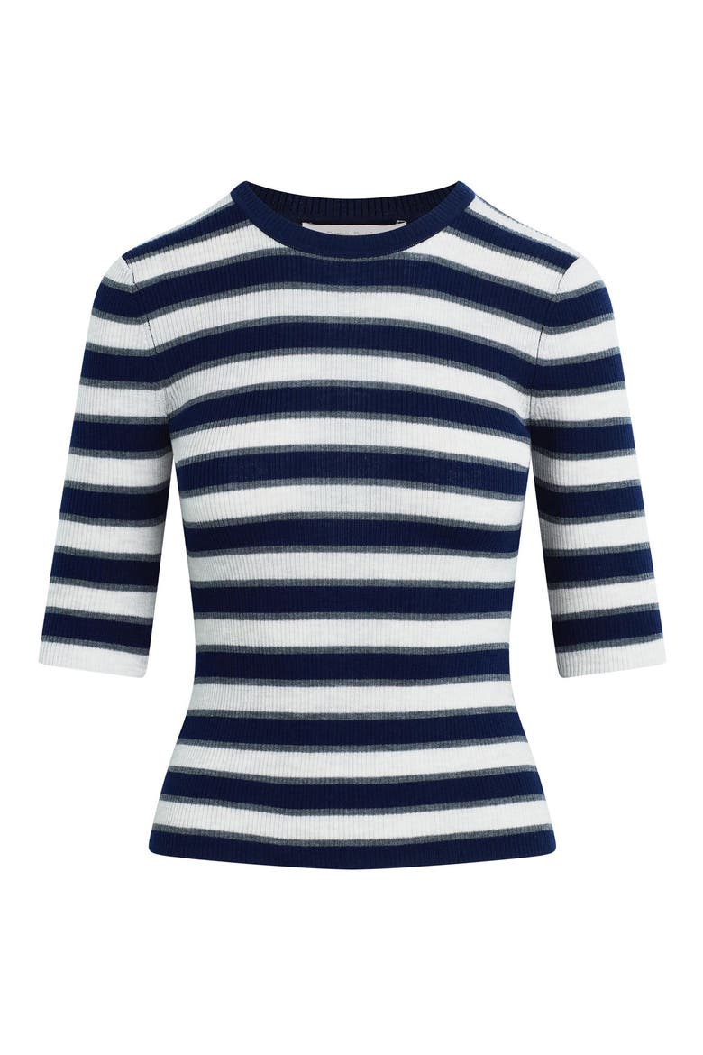 The Amelia Elbow Sleeve Wool Sweater, Alternate, color, MIDNIGHT STRIPE