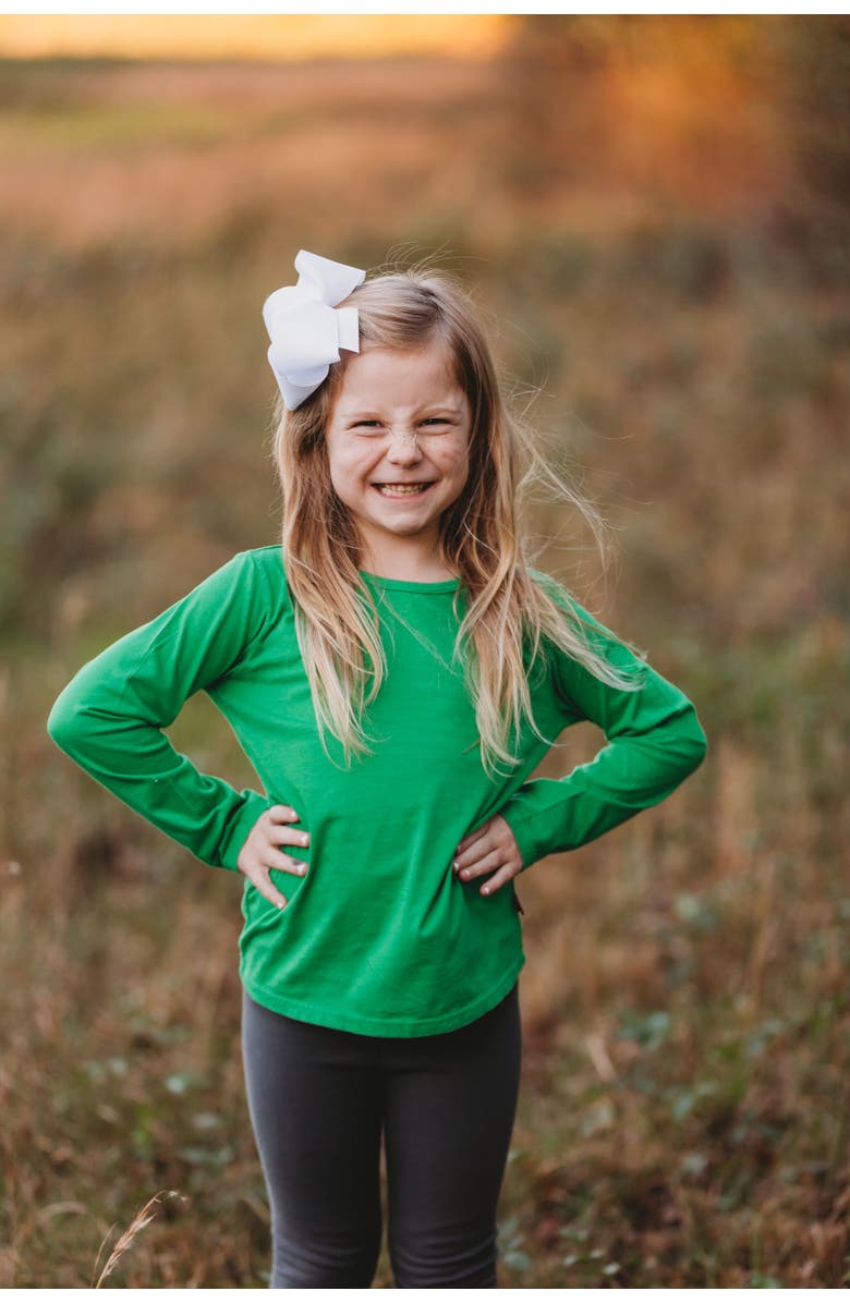 CITY THREADS Girls Long Sleeve Soft Cotton Jersey T-Shirt, Alternate, color, White