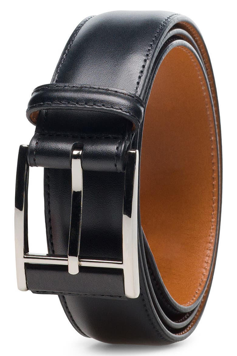 Velaz Leather Belt, Main, color, BLACK