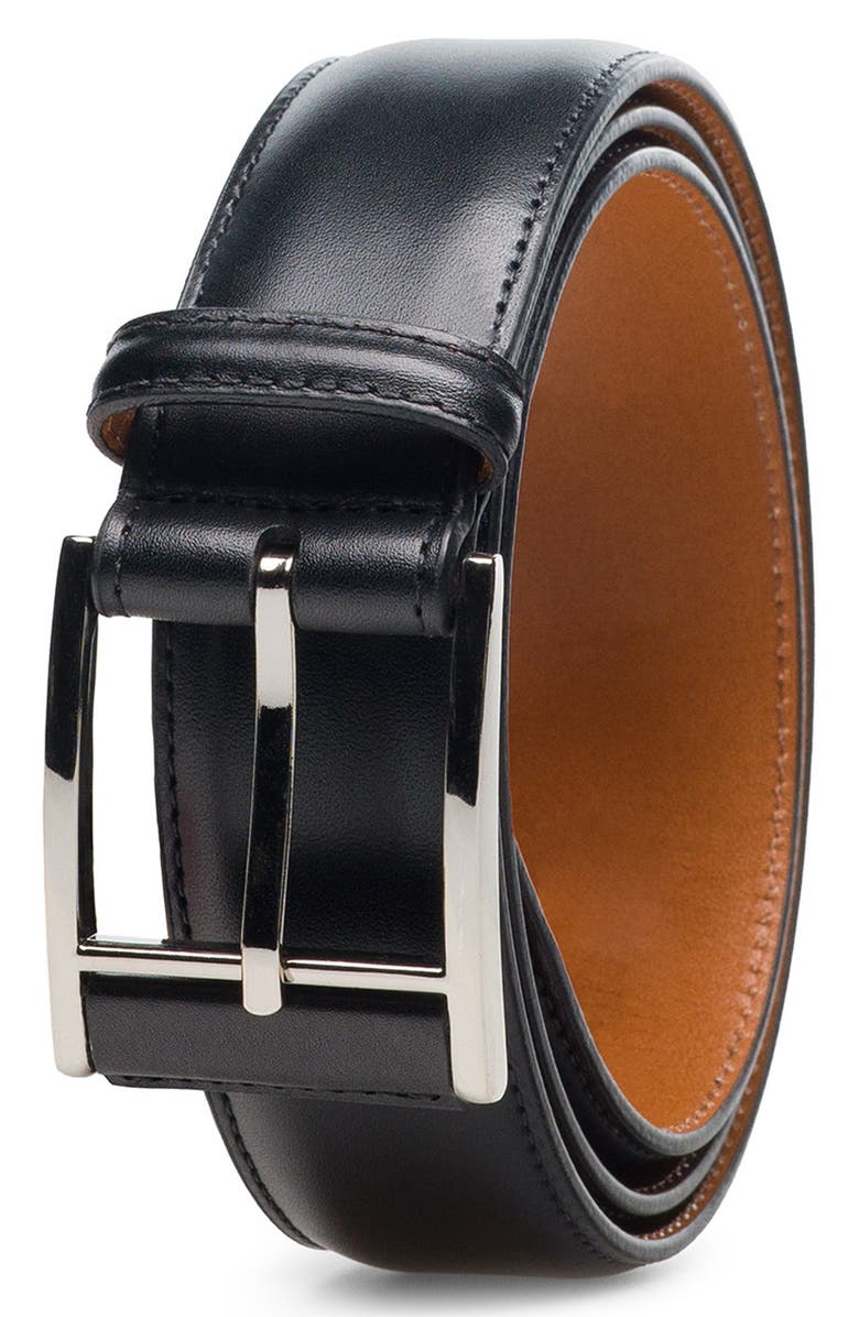 Magnanni Velaz Leather Belt, Main, color, Black