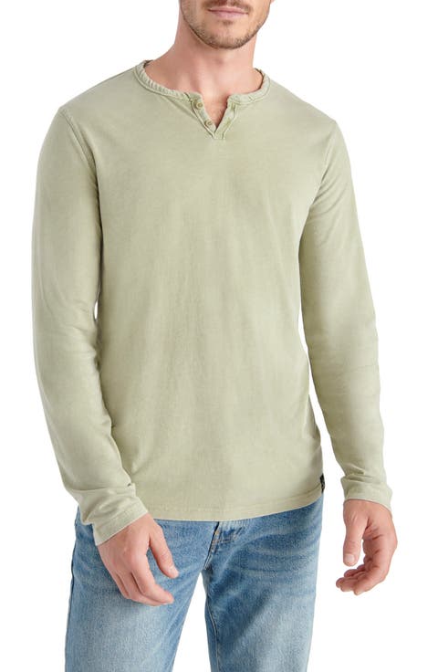 Notch Neck Mineral Wash Long Sleeve T-Shirt